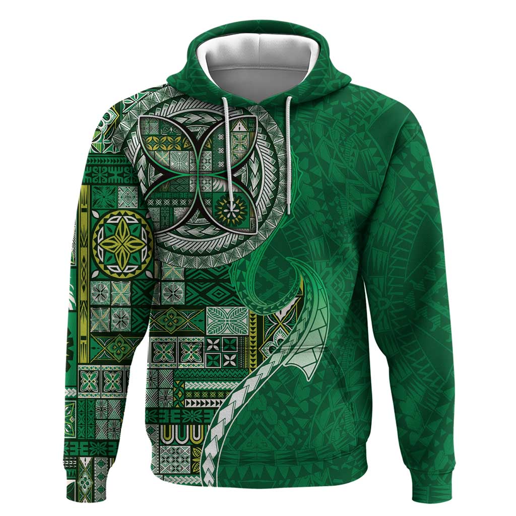 Samoan Siapo Art Tattoo Polynesian Pattern Hoodie Green Color - Polynesian Pride