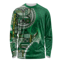 Samoan Siapo Art Tattoo Polynesian Pattern Long Sleeve Shirt Green Color LT03 Unisex Green - Polynesian Pride