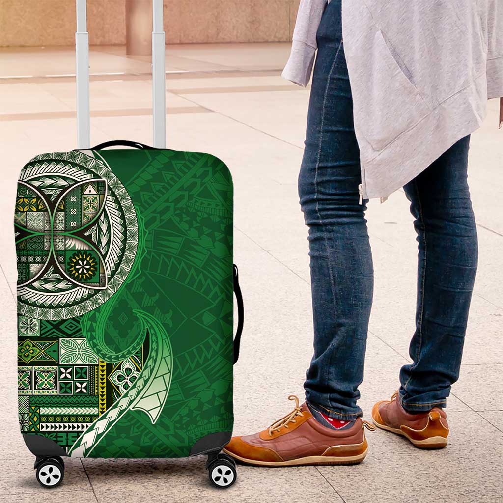 Samoan Siapo Art Tattoo Polynesian Pattern Luggage Cover Green Color - Polynesian Pride