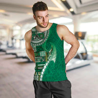Samoan Siapo Art Tattoo Polynesian Pattern Men Tank Top Green Color - Polynesian Pride