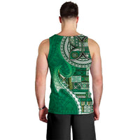 Samoan Siapo Art Tattoo Polynesian Pattern Men Tank Top Green Color - Polynesian Pride