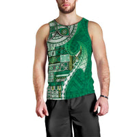 Samoan Siapo Art Tattoo Polynesian Pattern Men Tank Top Green Color - Polynesian Pride