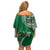 Samoan Siapo Art Tattoo Polynesian Pattern Off Shoulder Short Dress Green Color - Polynesian Pride