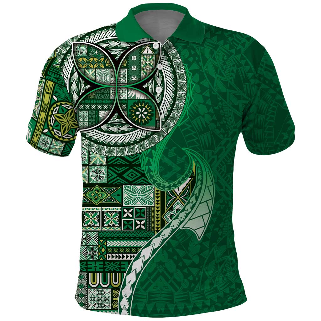 Samoan Siapo Art Tattoo Polynesian Pattern Polo Shirt Green Color - Polynesian Pride