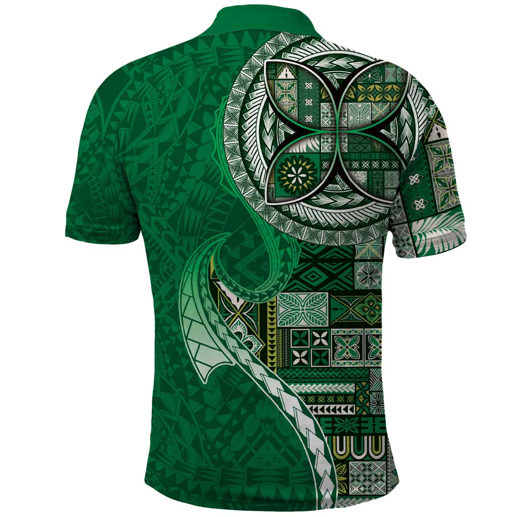 Samoan Siapo Art Tattoo Polynesian Pattern Polo Shirt Green Color - Polynesian Pride