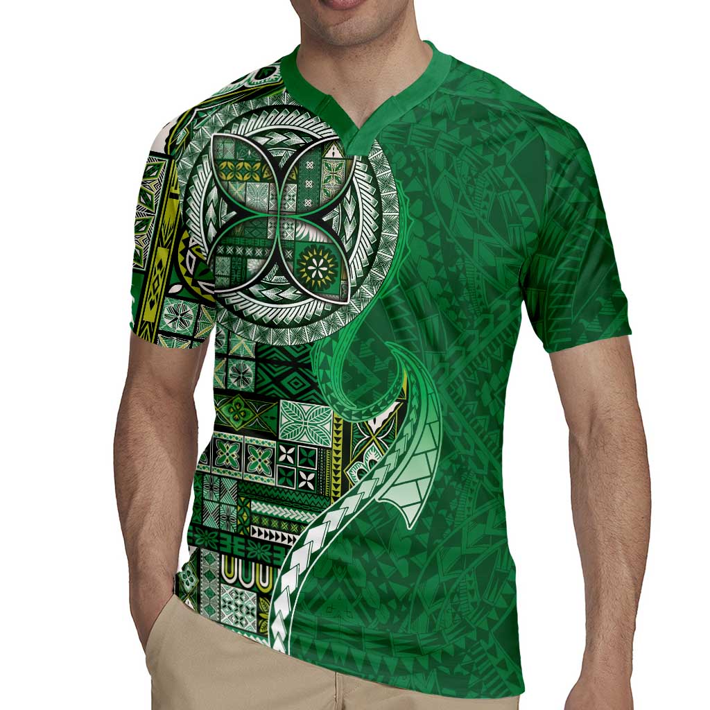 Samoan Siapo Art Tattoo Polynesian Pattern Rugby Jersey Green Color - Polynesian Pride