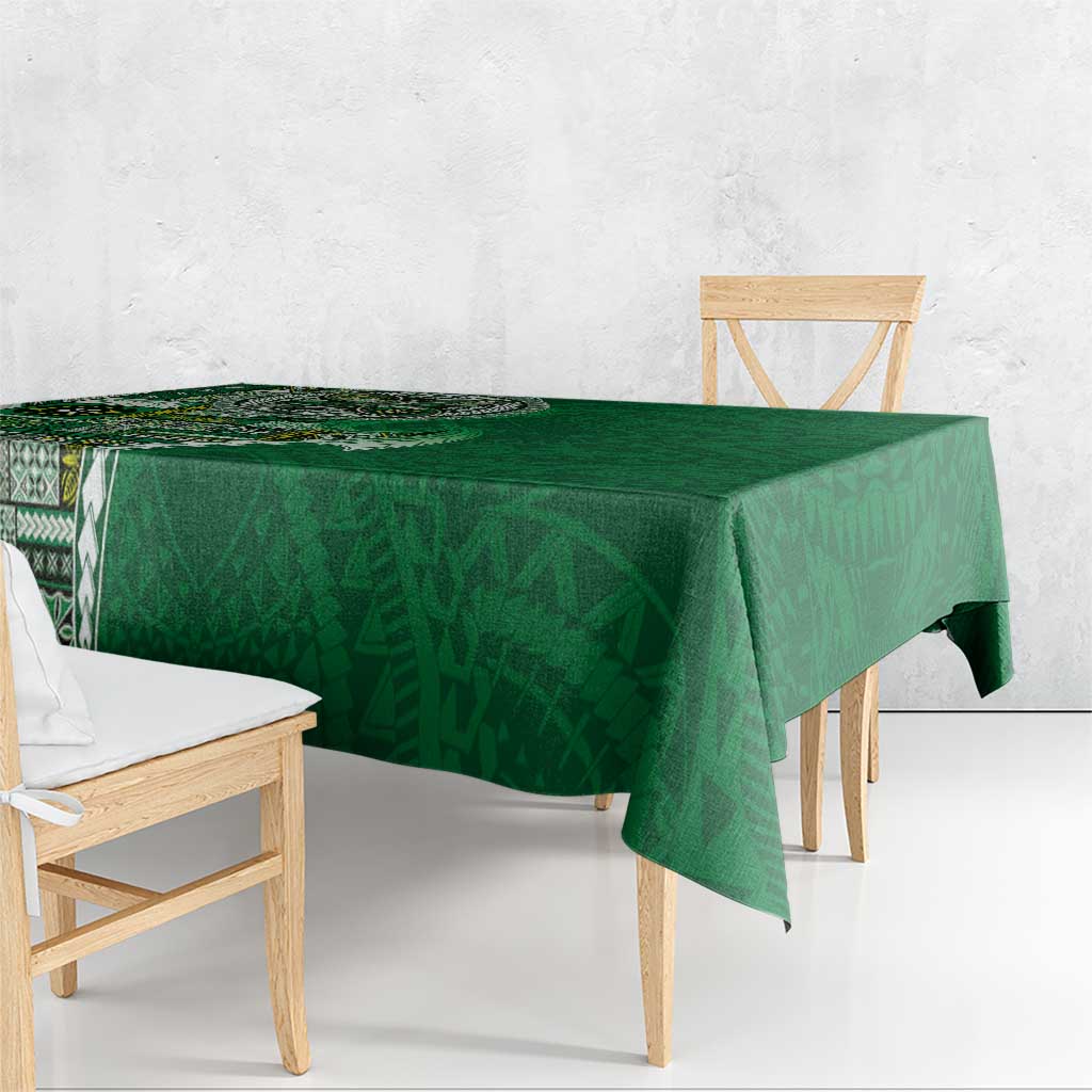 Samoan Siapo Art Tattoo Polynesian Pattern Tablecloth Green Color LT03 - Polynesian Pride