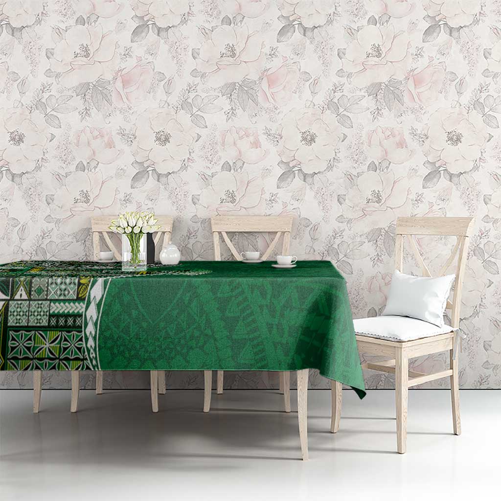 Samoan Siapo Art Tattoo Polynesian Pattern Tablecloth Green Color LT03 - Polynesian Pride