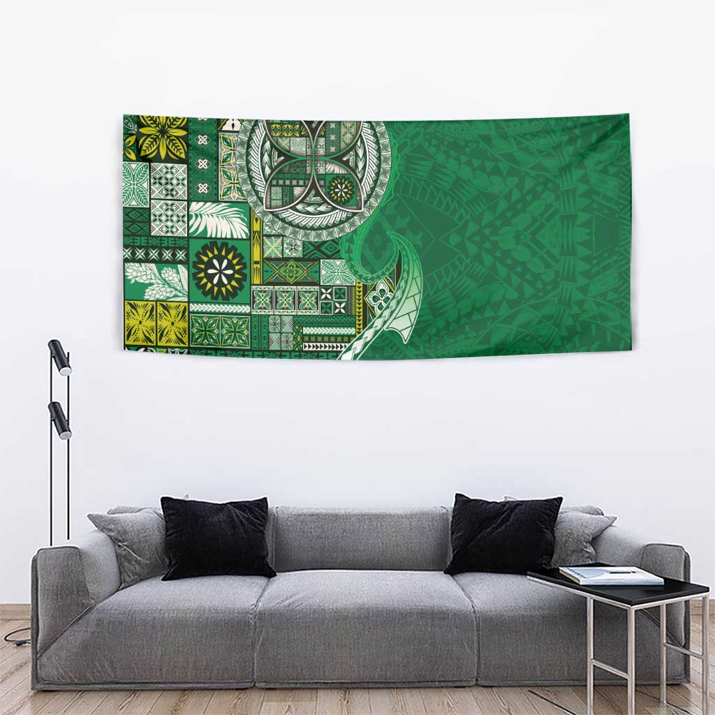 Samoan Siapo Art Tattoo Polynesian Pattern Tapestry Green Color - Polynesian Pride