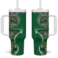 Samoan Siapo Art Tattoo Polynesian Pattern Tumbler With Handle Green Color - Polynesian Pride