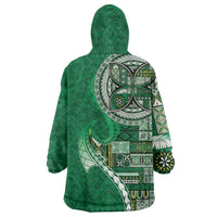 Samoan Siapo Art Tattoo Polynesian Pattern Wearable Blanket Hoodie Green Color LT03 - Polynesian Pride