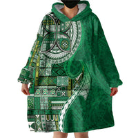 Samoan Siapo Art Tattoo Polynesian Pattern Wearable Blanket Hoodie Green Color LT03 - Polynesian Pride