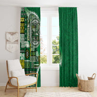 Samoan Siapo Art Tattoo Polynesian Pattern Window Curtain Green Color - Polynesian Pride