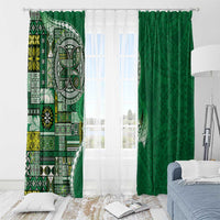 Samoan Siapo Art Tattoo Polynesian Pattern Window Curtain Green Color - Polynesian Pride
