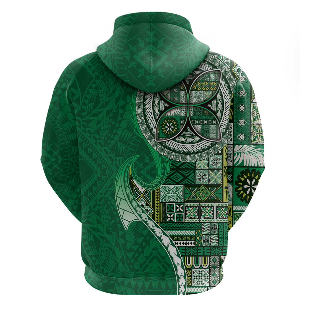 Samoan Siapo Art Tattoo Polynesian Pattern Zip Hoodie Green Color - Polynesian Pride