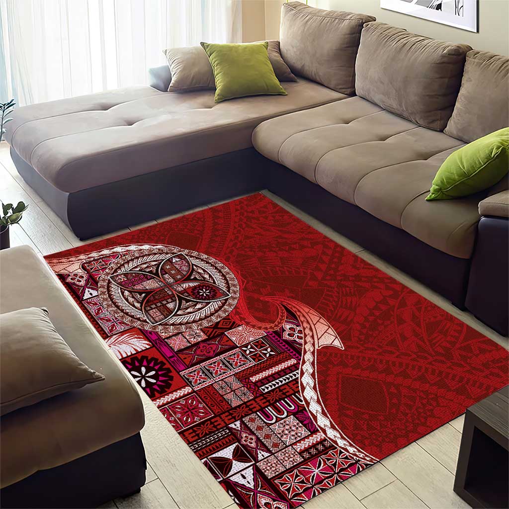 Samoan Siapo Art Tattoo Polynesian Pattern Area Rug Red Color - Polynesian Pride