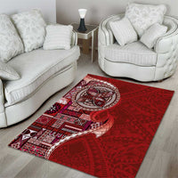 Samoan Siapo Art Tattoo Polynesian Pattern Area Rug Red Color - Polynesian Pride