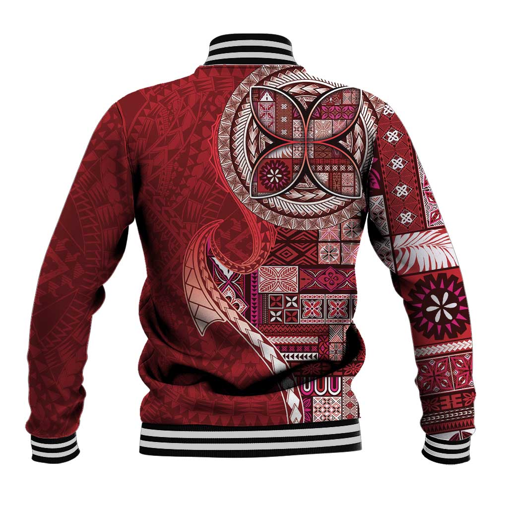 Samoan Siapo Art Tattoo Polynesian Pattern Baseball Jacket Red Color LT03 - Polynesian Pride