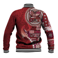 Samoan Siapo Art Tattoo Polynesian Pattern Baseball Jacket Red Color LT03 - Polynesian Pride