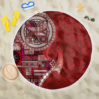 Samoan Siapo Art Tattoo Polynesian Pattern Beach Blanket Red Color LT03 One Size 150cm Red - Polynesian Pride