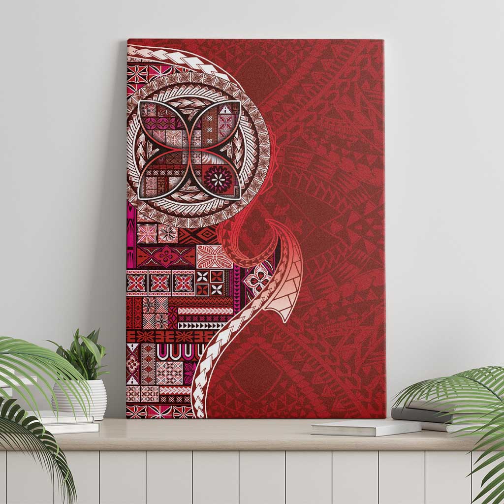 Samoan Siapo Art Tattoo Polynesian Pattern Canvas Wall Art Red Color LT03 - Polynesian Pride