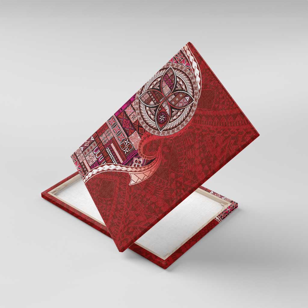 Samoan Siapo Art Tattoo Polynesian Pattern Canvas Wall Art Red Color LT03 With Frame Red - Polynesian Pride