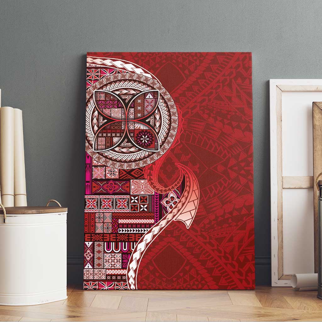 Samoan Siapo Art Tattoo Polynesian Pattern Canvas Wall Art Red Color LT03 - Polynesian Pride