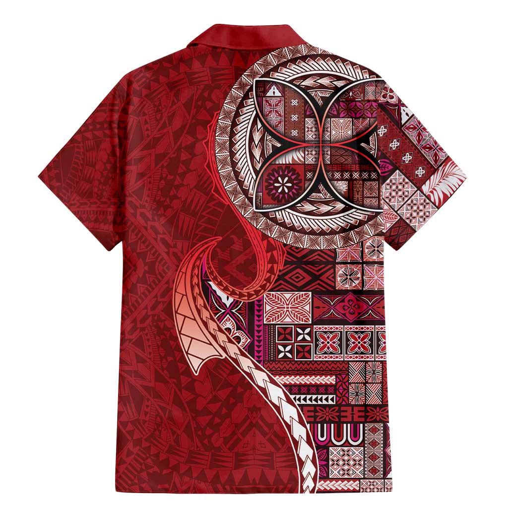 Samoan Siapo Art Tattoo Polynesian Pattern Family Matching Mermaid Dress and Hawaiian Shirt Red Color - Polynesian Pride