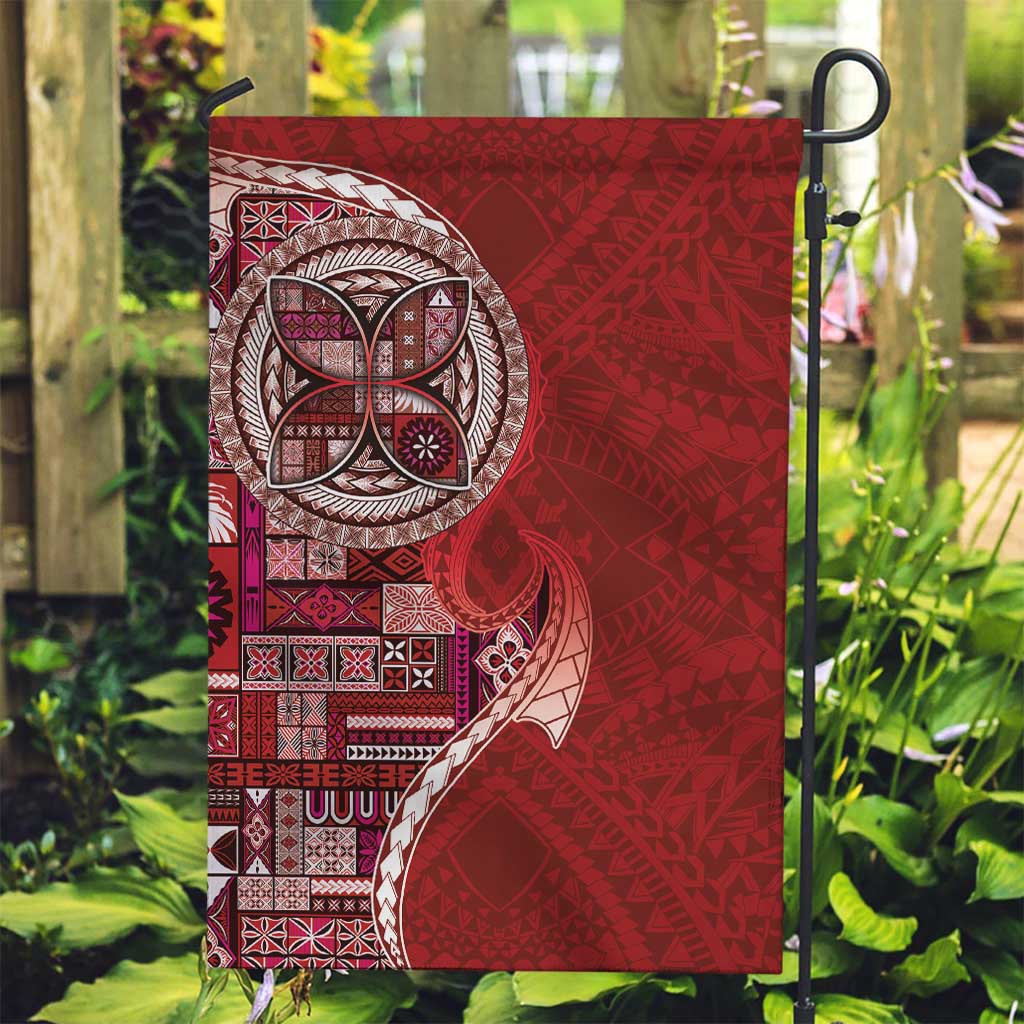 Samoan Siapo Art Tattoo Polynesian Pattern Garden Flag Red Color - Polynesian Pride