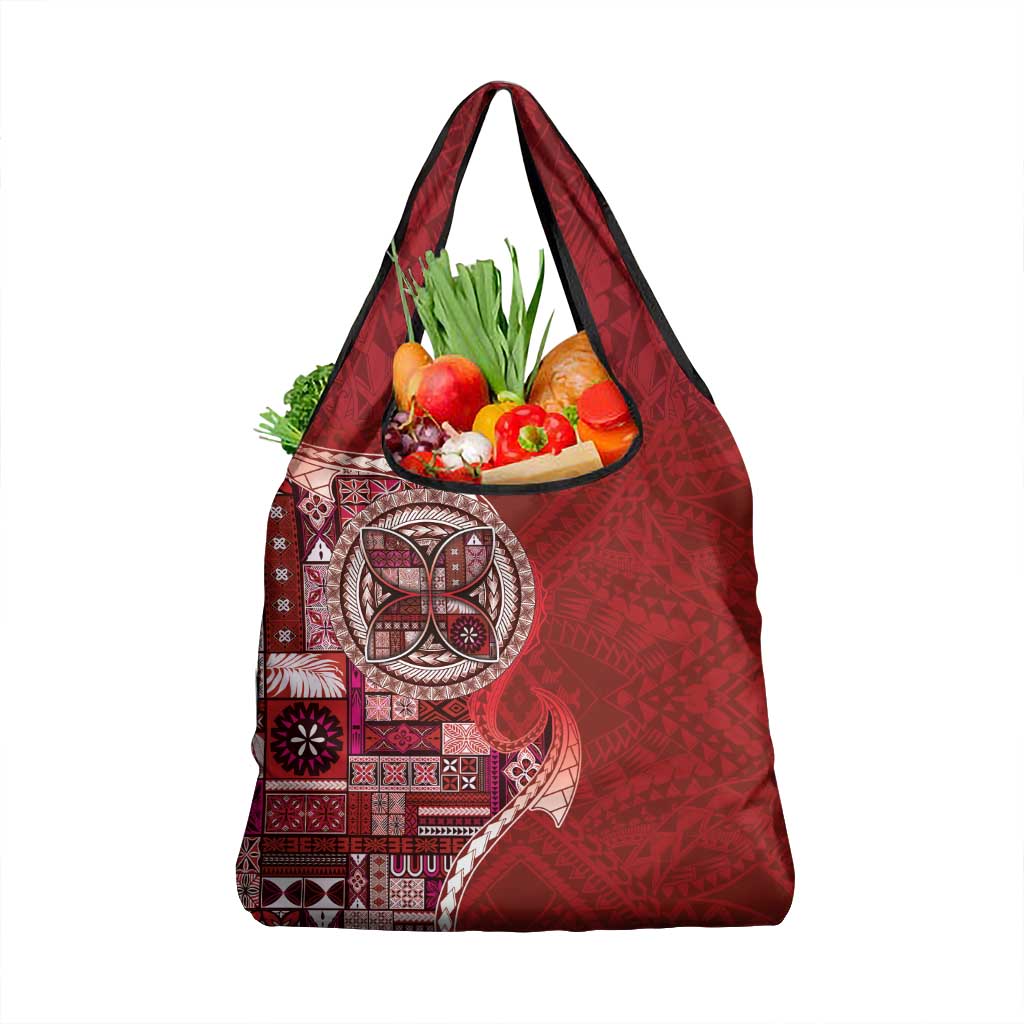 Samoan Siapo Art Tattoo Polynesian Pattern Grocery Bag Red Color LT03 1-pack One Size Red - Polynesian Pride