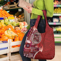 Samoan Siapo Art Tattoo Polynesian Pattern Grocery Bag Red Color - Polynesian Pride