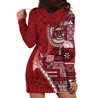 Samoan Siapo Art Tattoo Polynesian Pattern Hoodie Dress Red Color - Polynesian Pride