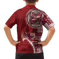 Samoan Siapo Art Tattoo Polynesian Pattern Kid Hawaiian Shirt Red Color - Polynesian Pride