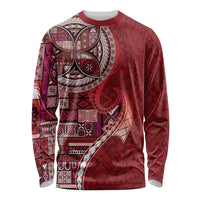 Samoan Siapo Art Tattoo Polynesian Pattern Long Sleeve Shirt Red Color LT03 Unisex Red - Polynesian Pride