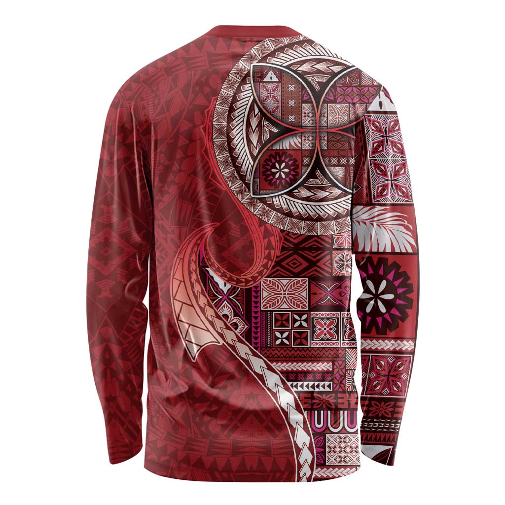 Samoan Siapo Art Tattoo Polynesian Pattern Long Sleeve Shirt Red Color LT03 - Polynesian Pride