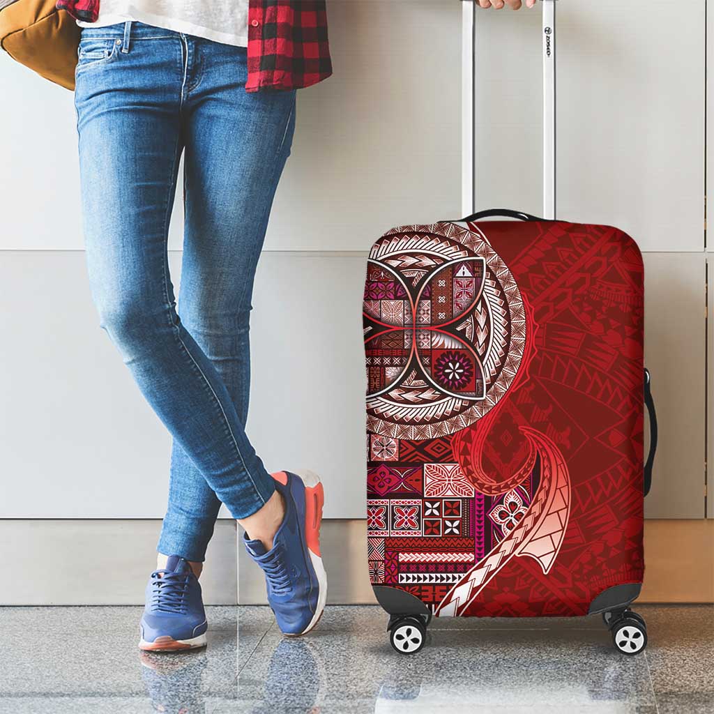 Samoan Siapo Art Tattoo Polynesian Pattern Luggage Cover Red Color - Polynesian Pride