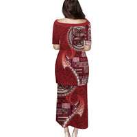 Samoan Siapo Art Tattoo Polynesian Pattern Puletasi Red Color - Polynesian Pride