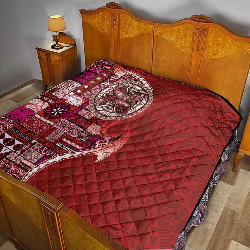 Samoan Siapo Art Tattoo Polynesian Pattern Quilt Red Color - Polynesian Pride