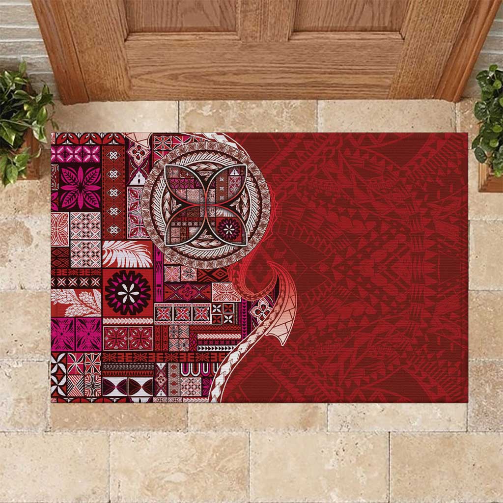 Samoan Siapo Art Tattoo Polynesian Pattern Rubber Doormat Red Color LT03 Red - Polynesian Pride