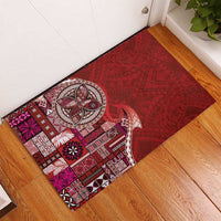 Samoan Siapo Art Tattoo Polynesian Pattern Rubber Doormat Red Color LT03 - Polynesian Pride