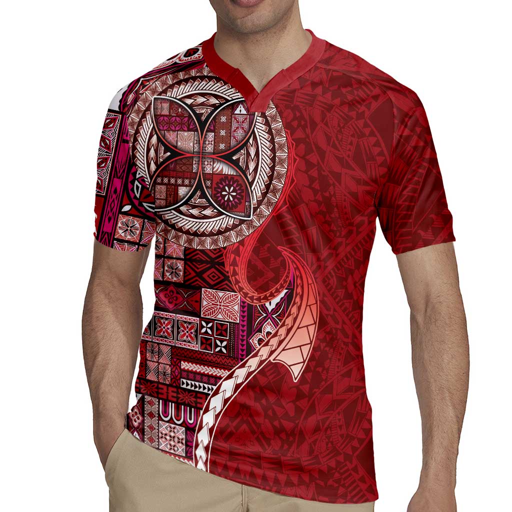 Samoan Siapo Art Tattoo Polynesian Pattern Rugby Jersey Red Color - Polynesian Pride