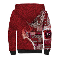 Samoan Siapo Art Tattoo Polynesian Pattern Sherpa Hoodie Red Color LT03 - Polynesian Pride