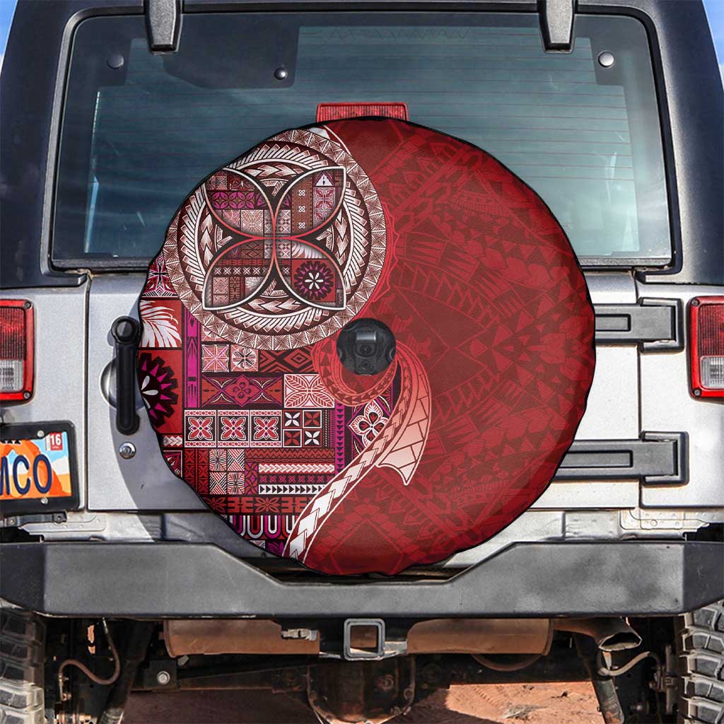 Samoan Siapo Art Tattoo Polynesian Pattern Spare Tire Cover Red Color - Polynesian Pride
