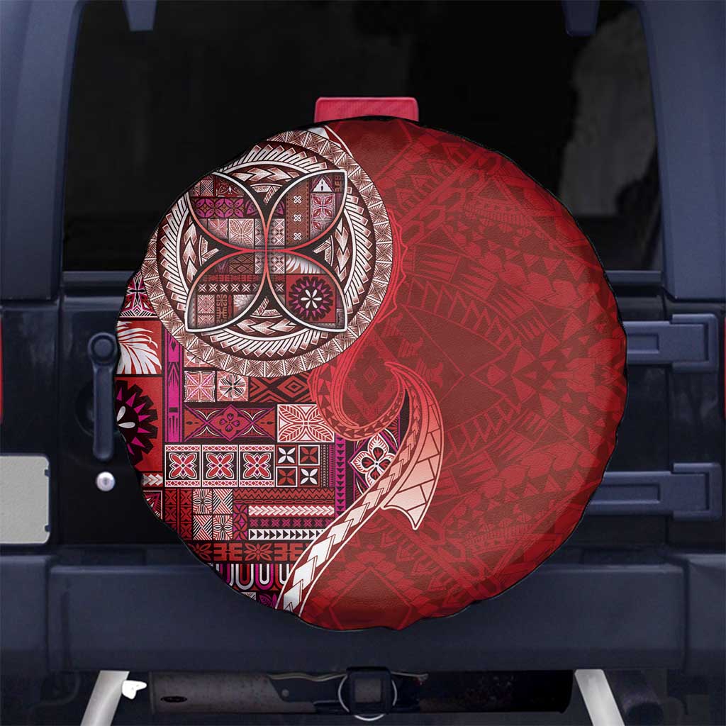 Samoan Siapo Art Tattoo Polynesian Pattern Spare Tire Cover Red Color - Polynesian Pride