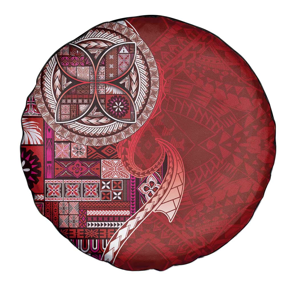 Samoan Siapo Art Tattoo Polynesian Pattern Spare Tire Cover Red Color - Polynesian Pride