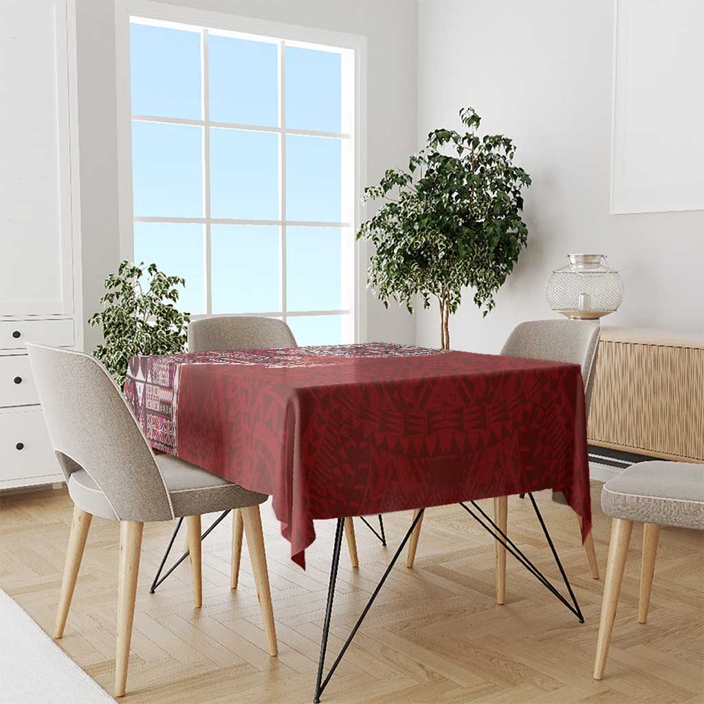 Samoan Siapo Art Tattoo Polynesian Pattern Tablecloth Red Color LT03 - Polynesian Pride