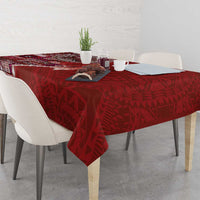Samoan Siapo Art Tattoo Polynesian Pattern Tablecloth Red Color LT03 - Polynesian Pride