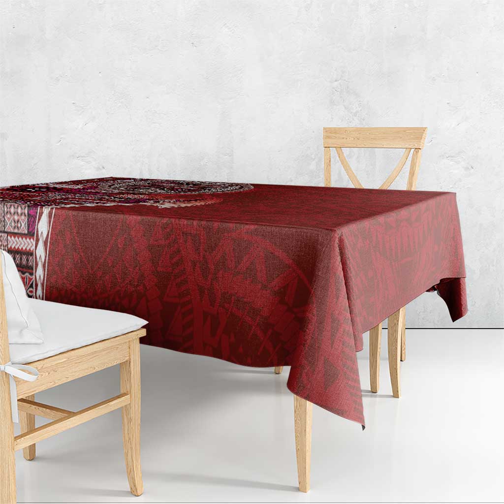 Samoan Siapo Art Tattoo Polynesian Pattern Tablecloth Red Color LT03 - Polynesian Pride