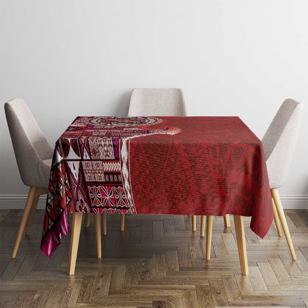 Samoan Siapo Art Tattoo Polynesian Pattern Tablecloth Red Color LT03 - Polynesian Pride