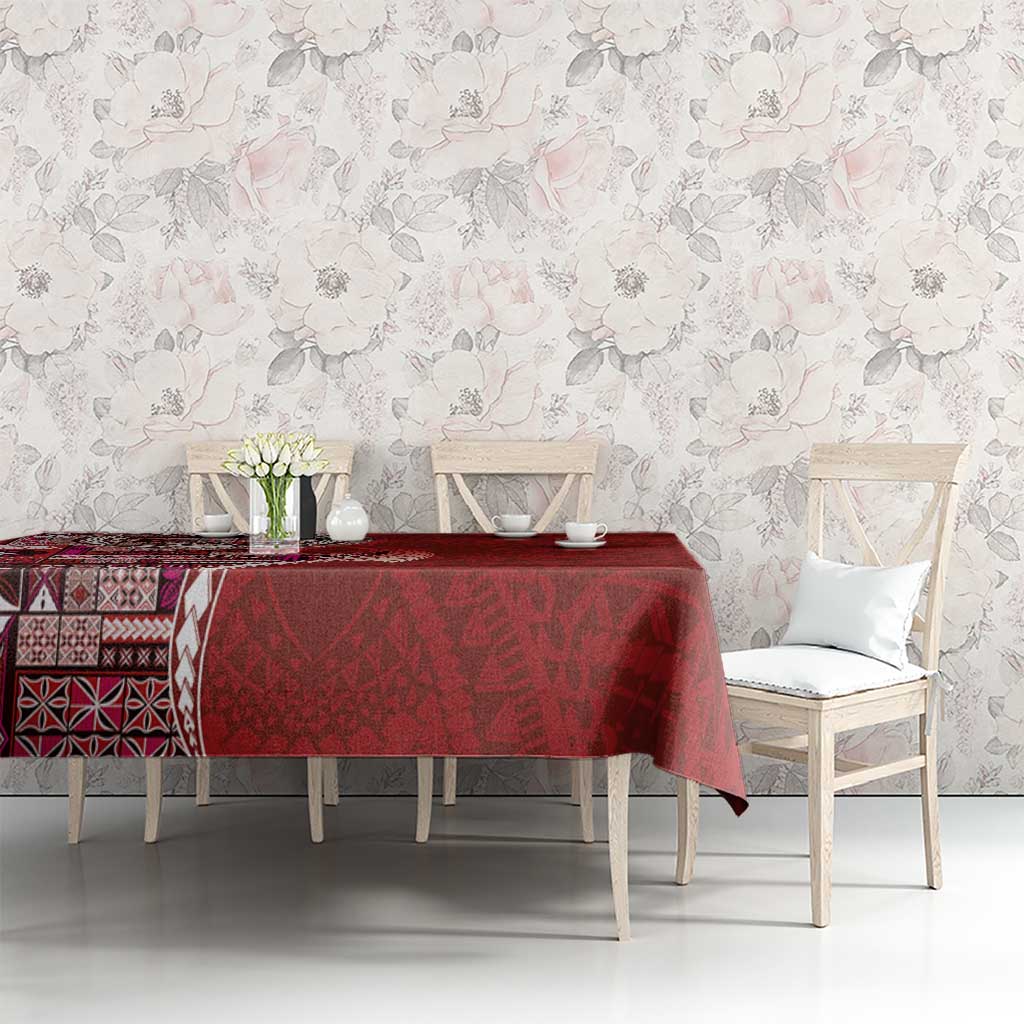 Samoan Siapo Art Tattoo Polynesian Pattern Tablecloth Red Color LT03 - Polynesian Pride